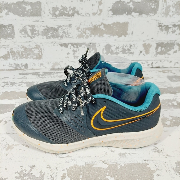 Nike Star Runner 2 Black Orange Blue Lace Up Comfort Athletic Sneakers M746 - Picture 1 of 11